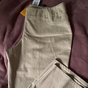 Slimming Contour Waistband Pants, Wide Band - Color Khaki; Size 24W